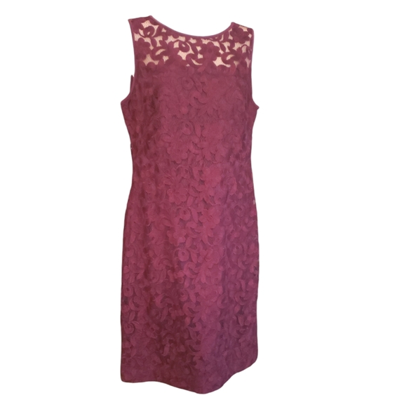 Ralph Lauren Dresses & Skirts - Ralph Lauren Maroon Floral Lace Cocktail Dress Size 8